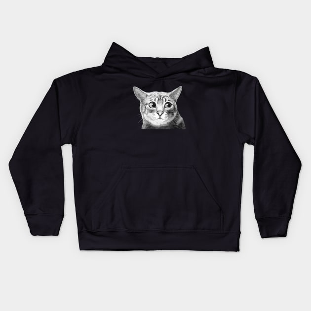 Side Eye Cat Kids Hoodie by LauraGraves